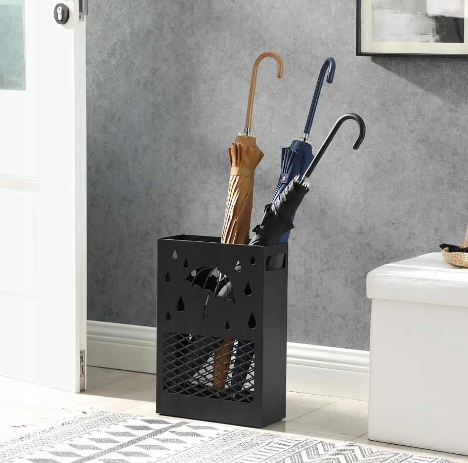 SONGMICS LUC004B01 Stojak na parasole metalowy kosz z ociekaczem haki LOFT - obrazek 5