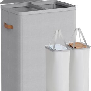 Kosz na pranie SONGMICS z 2 przegródkami, pokrywką i uchwytami