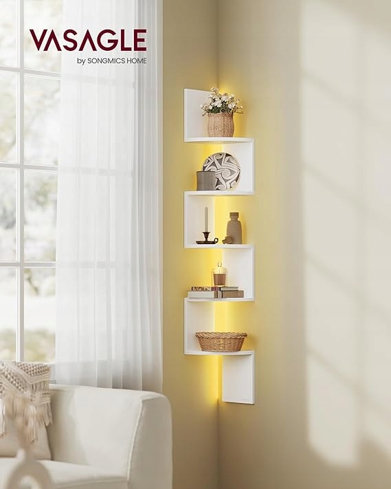 Regał Songmisc Z OŚWIETLENIEM LED 20 cm x 126 cm x 15,5 cm biały - obrazek 5