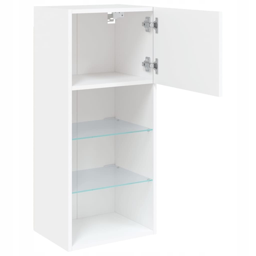 Szafka TV z LED, biała, 40,5x30x90 cm - obrazek 8