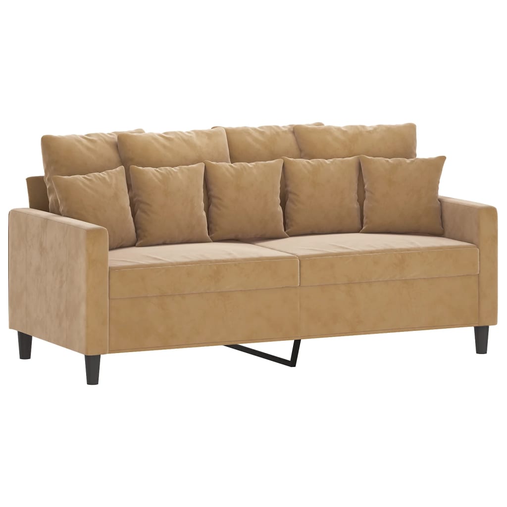 VidaXL Sofa 2-osobowa, brązowa, 140 cm, tapicerowana aksamitem - obrazek 6