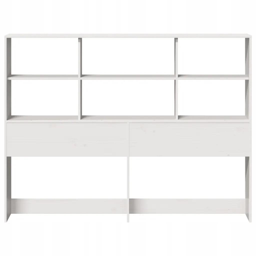 Wezgłowie do łóżka, z półkami, białe, 150 cm, drewno sosnowe - obrazek 4