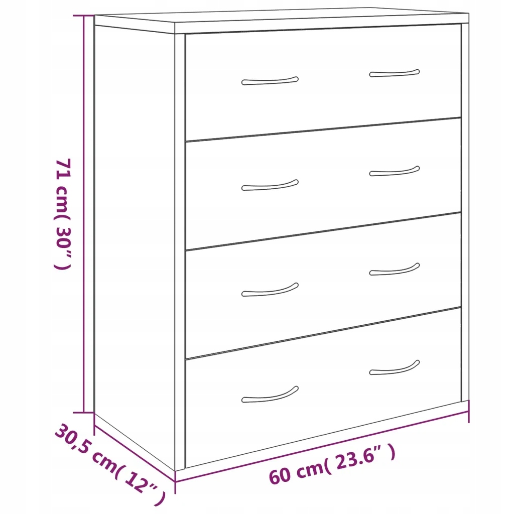 Komoda VidaXL 60 x 30,5 x 71cm czarny - obrazek 6