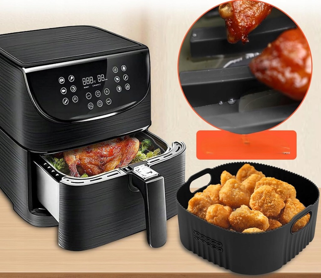 Formy do frytkownicy powietrznej 2 szt silikonowe kwadratowe Air Fryer 5,5L - obrazek 2