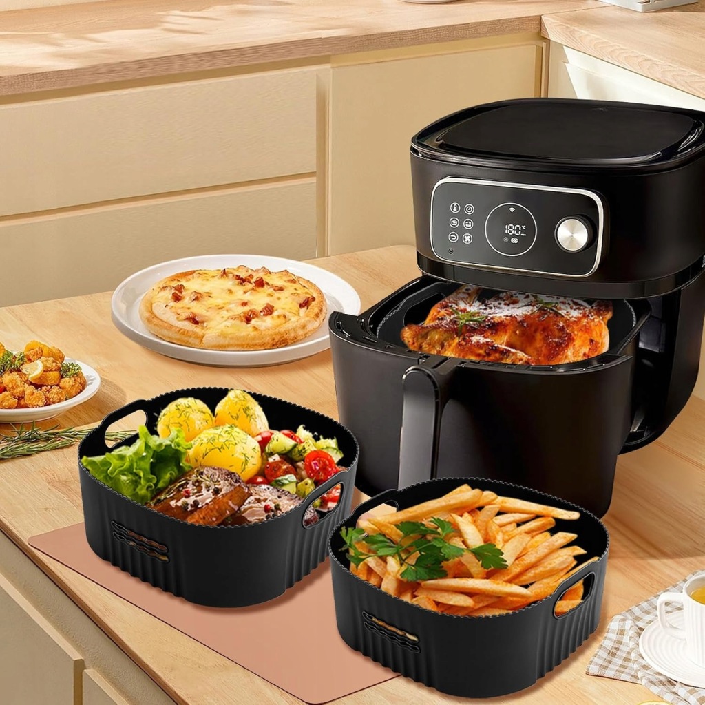 Formy do frytkownicy powietrznej 2 szt silikonowe kwadratowe Air Fryer 5,5L - obrazek 3