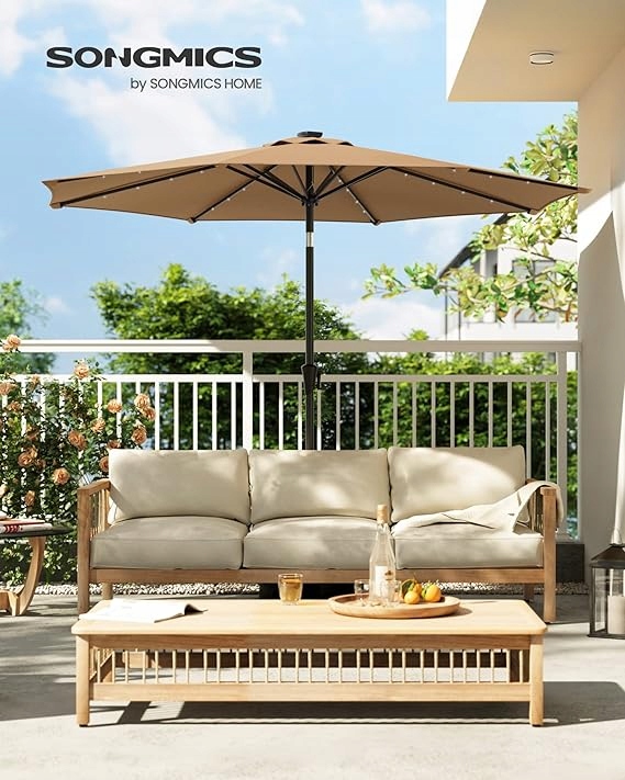 Parasol z oświetleniem Songmics beżowy 300 x 240 cm - obrazek 2