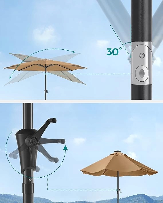 Parasol z oświetleniem Songmics beżowy 300 x 240 cm - obrazek 5