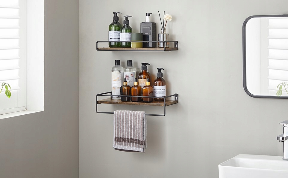 Półki płyta wiórowa Songmics 40 x 15 cm dąb rustykalny - obrazek 4