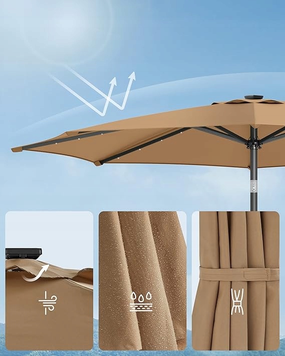 Parasol z oświetleniem Songmics beżowy 300 x 240 cm - obrazek 4
