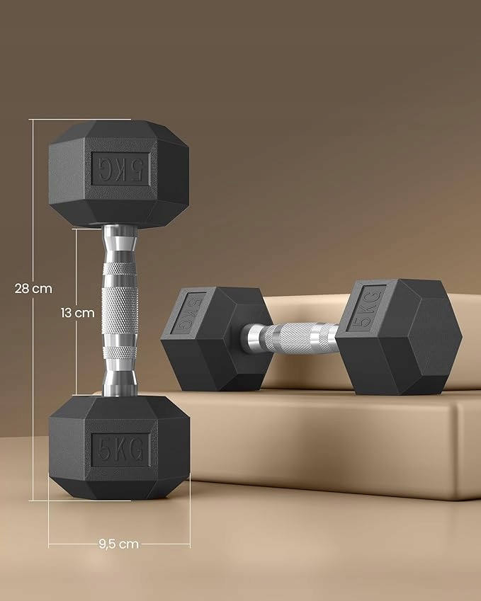 Hantle zestaw 2 sześciokątnych hantli do treningu, fitnessu - obrazek 2
