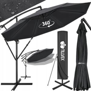 Parasol z wysięgnikiem antracyt 350 x 240 cm