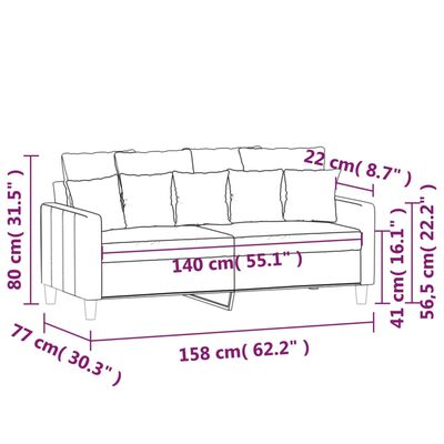 VidaXL Sofa 2-osobowa, brązowa, 140 cm, tapicerowana aksamitem - obrazek 8