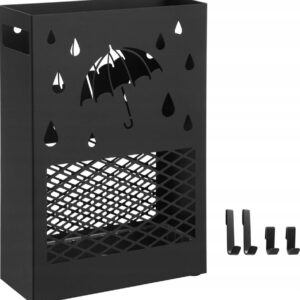 SONGMICS LUC004B01 Stojak na parasole metalowy kosz z ociekaczem haki LOFT
