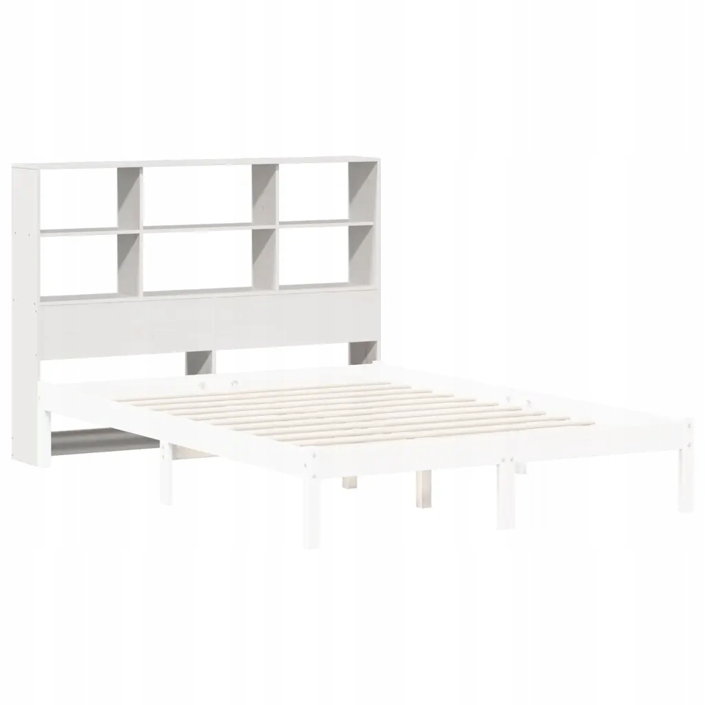 Wezgłowie do łóżka, z półkami, białe, 150 cm, drewno sosnowe - obrazek 7