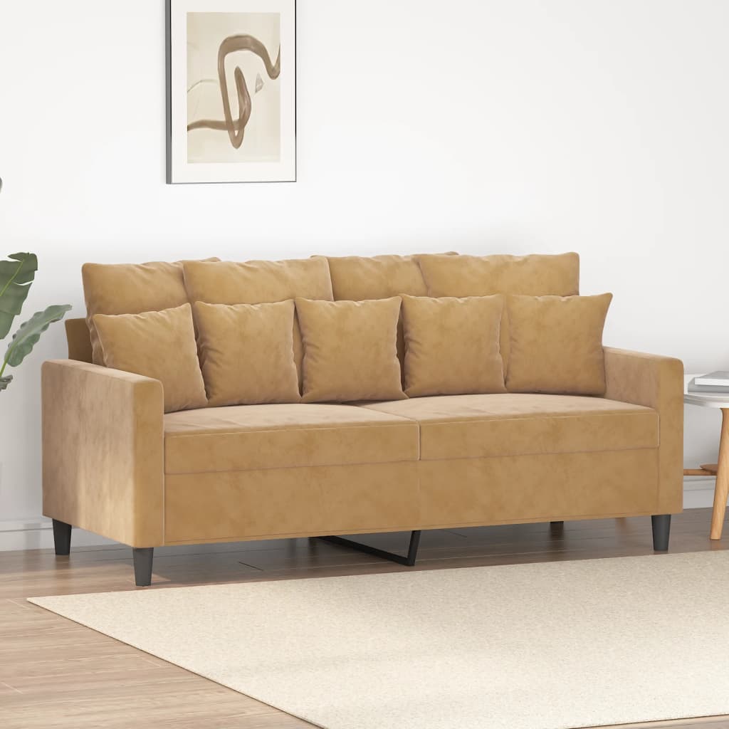 VidaXL Sofa 2-osobowa, brązowa, 140 cm, tapicerowana aksamitem - obrazek 7