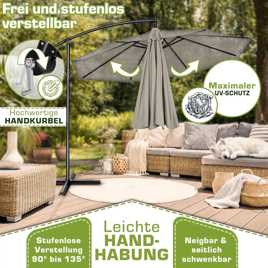 Pływający parasol - Parasol ogrodowy - Parasol 300 cm - Z podstawą - obrazek 6