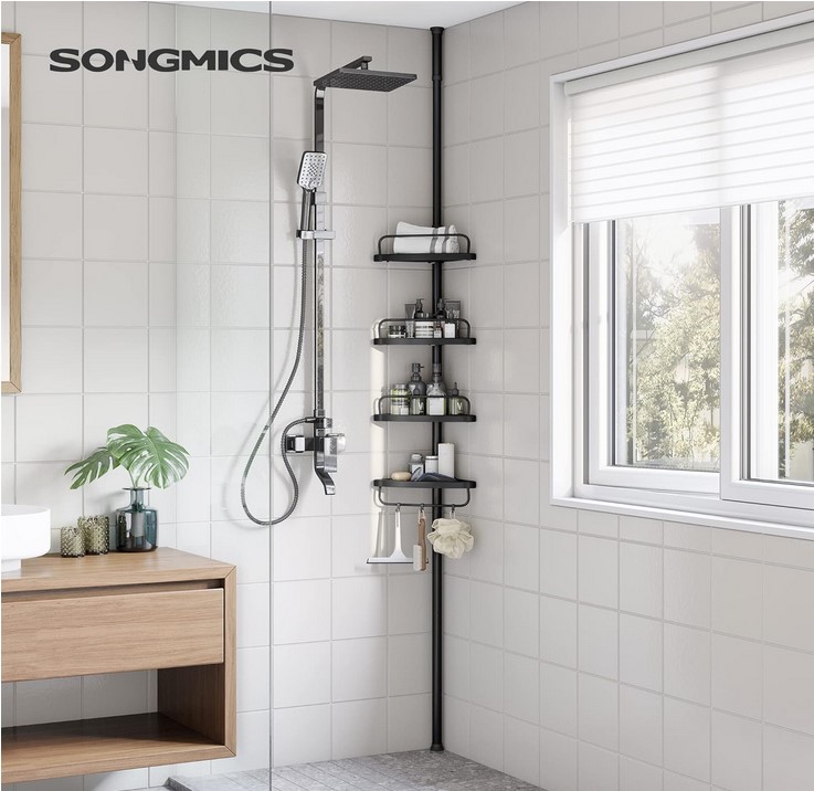 Półka łazienkowa Songmics czarna loft 4 poziomy naścienna - obrazek 2