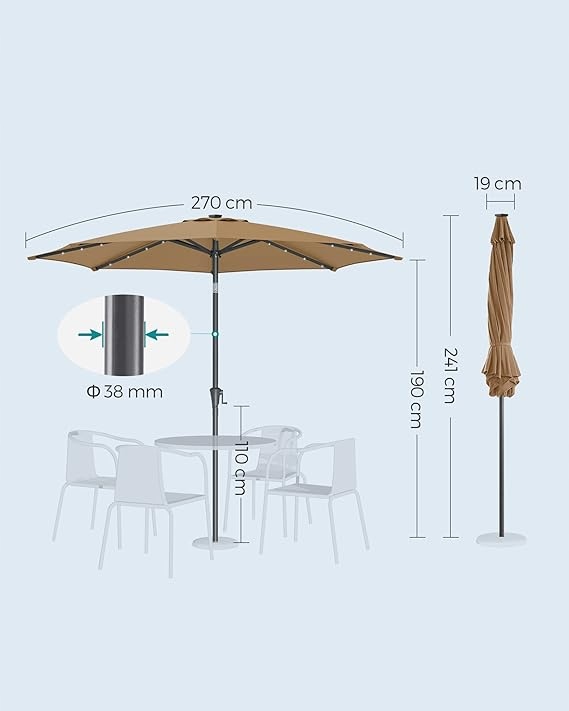 Parasol z oświetleniem Songmics beżowy 300 x 240 cm - obrazek 3