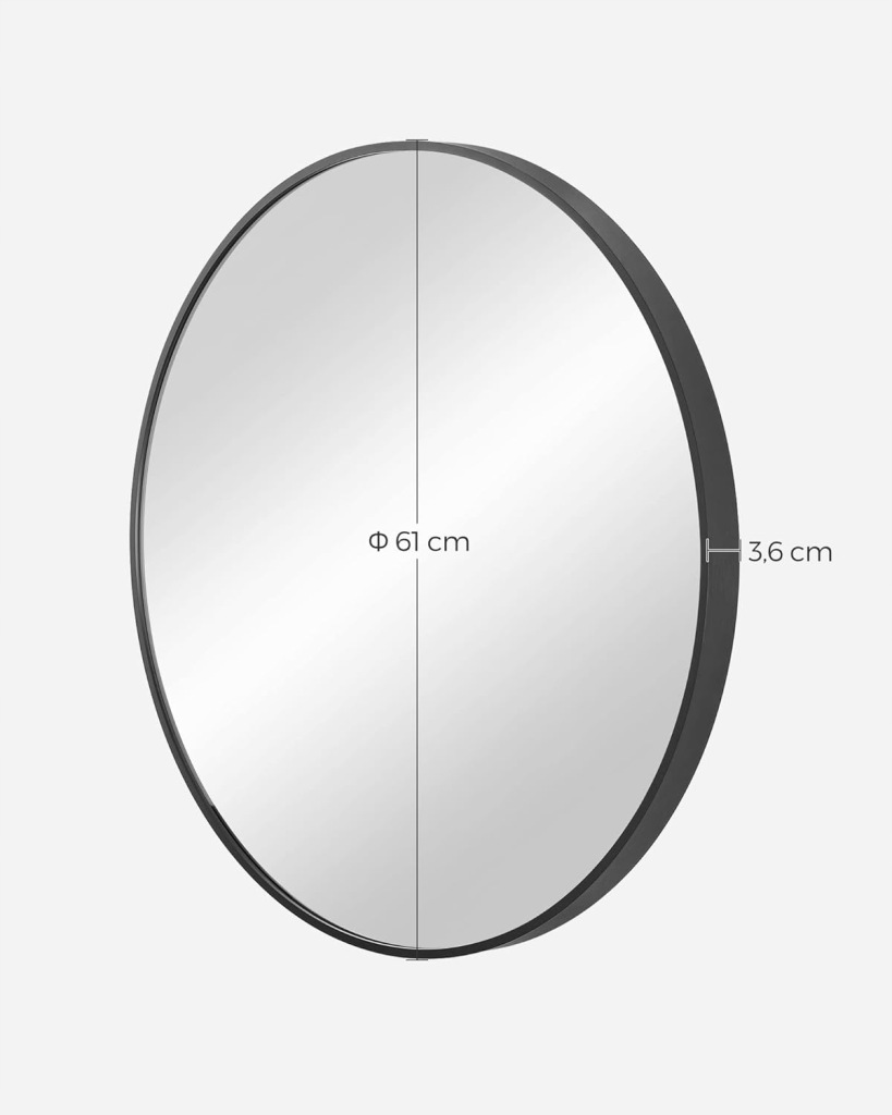 Lustro Songmics ścienne koło rama metal 600 x 600 mm - obrazek 4