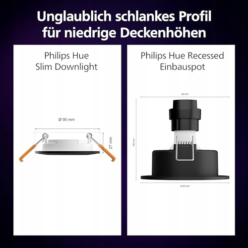 PHILIPS Hue Smart Slim Lampa 90mm Białe i Kolorowe Światło Bluetooth - obrazek 3