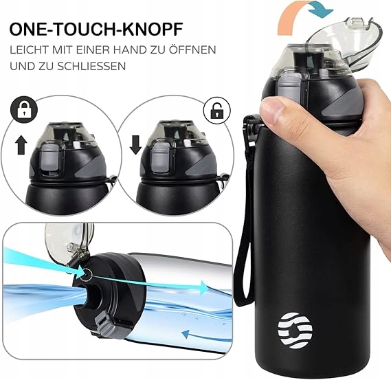 FJBOTTLE Sportowa Butelka Stalowa 600ml Magnetyczna Pokrywka Bidon - obrazek 2