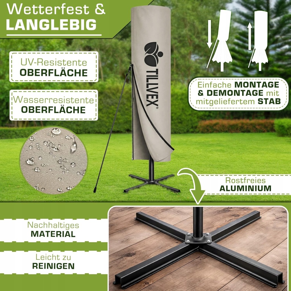 Pływający parasol - Parasol ogrodowy - Parasol 300 cm - Z podstawą - obrazek 3