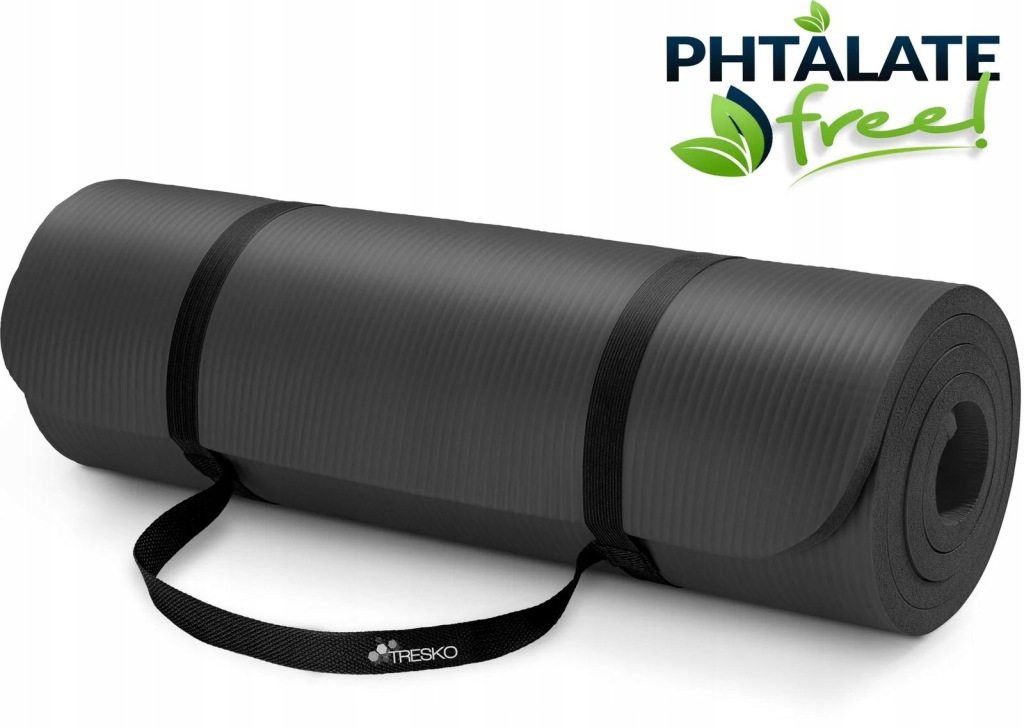 TRESKO mata do jogi fitness gimnastyczna pilates 190x100x1.5cm czarna