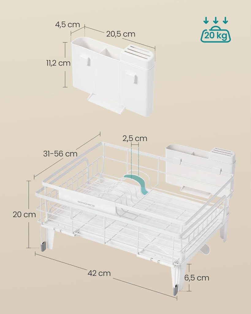 Suszarka SONGMICS KCS552W01 matowy biały szary 31-56 cm - obrazek 5