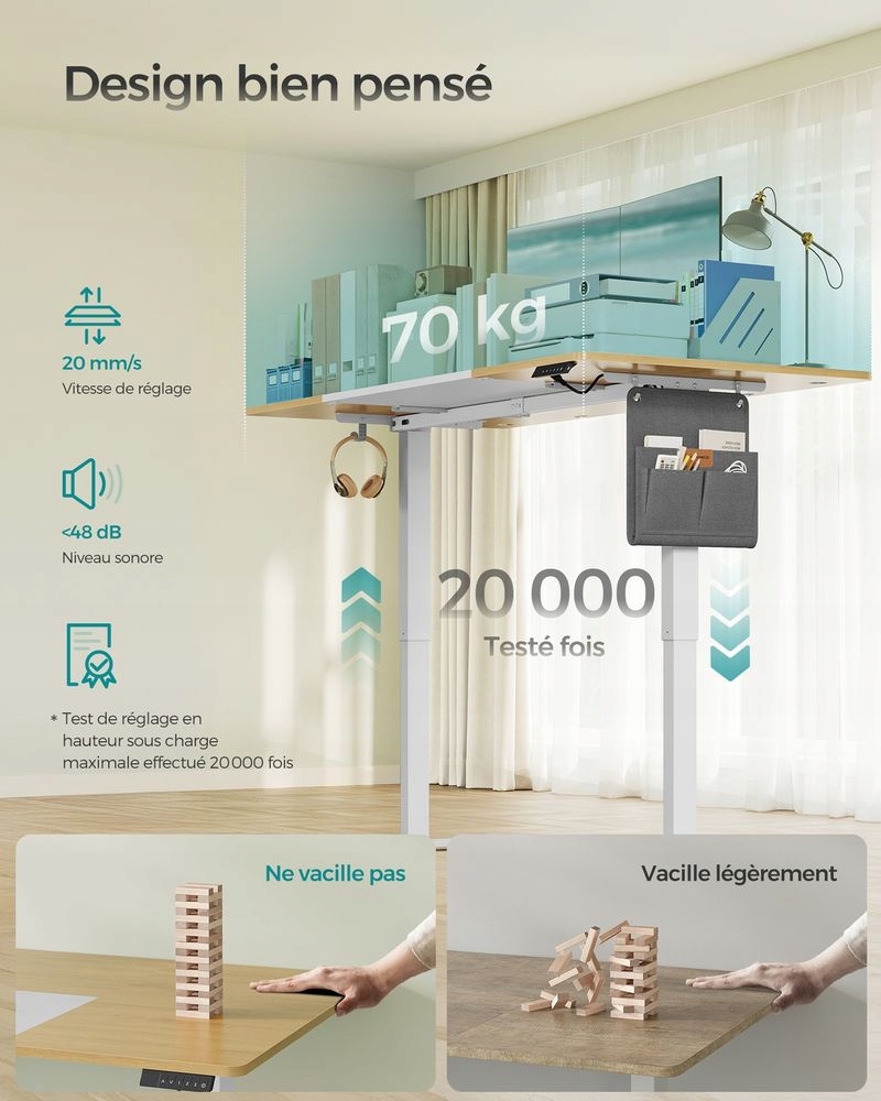 Biurko elektryczne SONGMICS 70 x 160 x (72-120) cm - obrazek 4