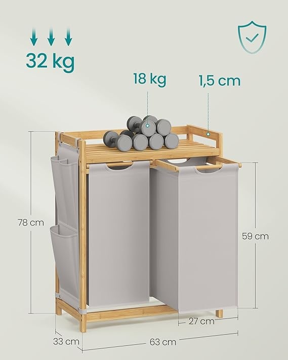 Kosz wolnostojący na pranie Songmics 100l szary - obrazek 4