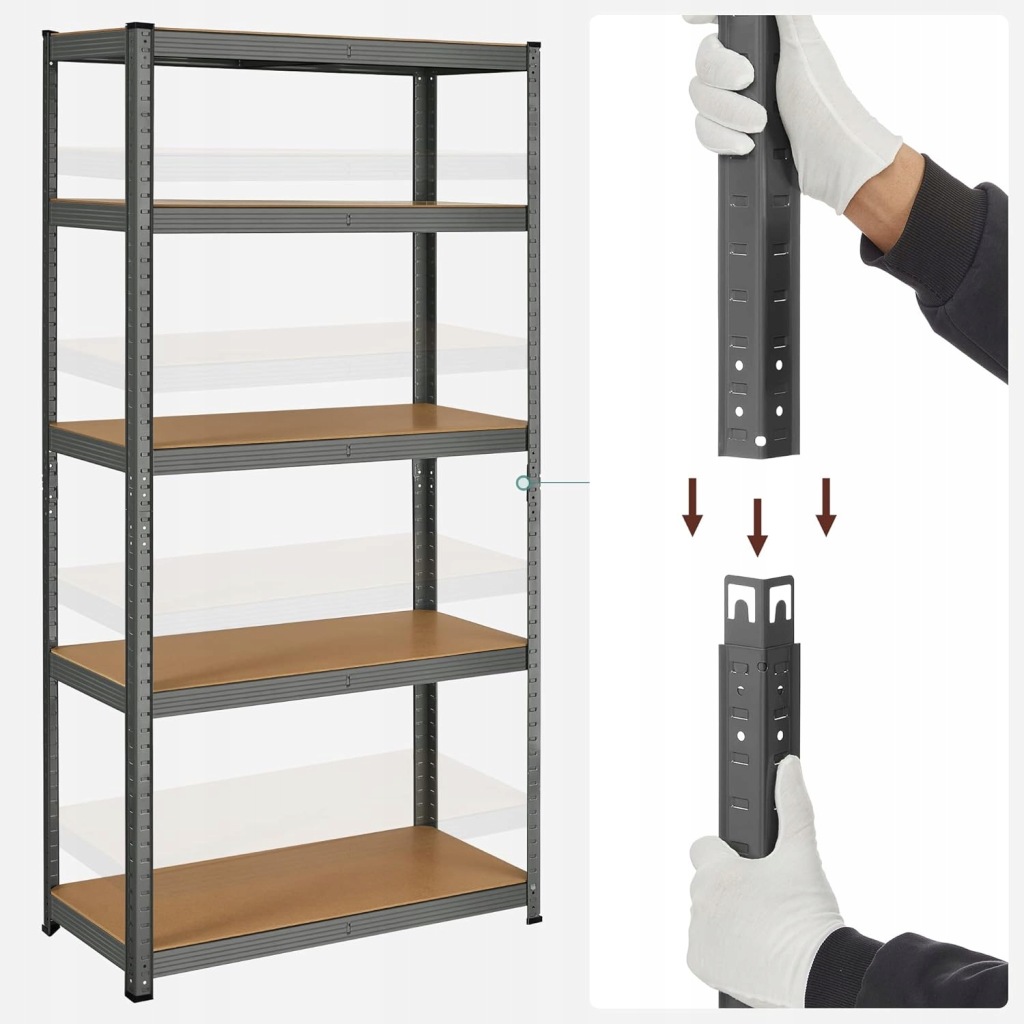 Regał magazynowy metalowy Songmics 180 x 90 x 40 cm max 175 kg na półkę - obrazek 3