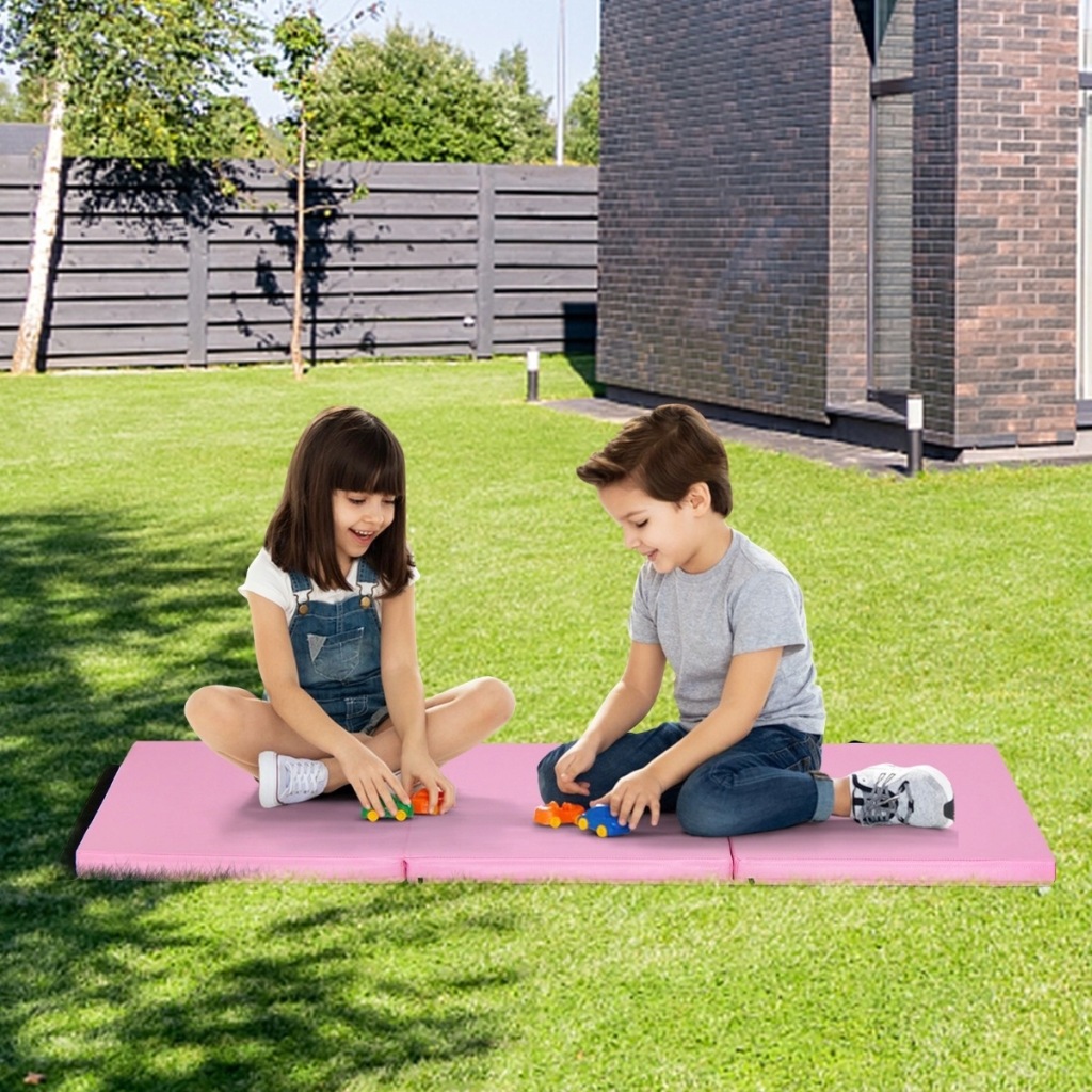 Mata gimnastyczna, fitness 180 x 60 x 5 cm różowa Costway - obrazek 2