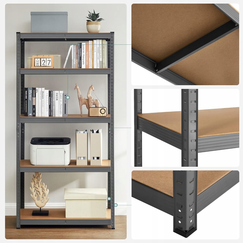 Regał magazynowy metalowy Songmics 180 x 90 x 40 cm max 175 kg na półkę - obrazek 6