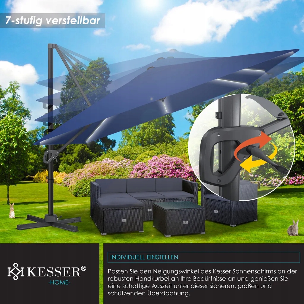 Parasol KESSER niebieski 300 x 2,35 cm - obrazek 3