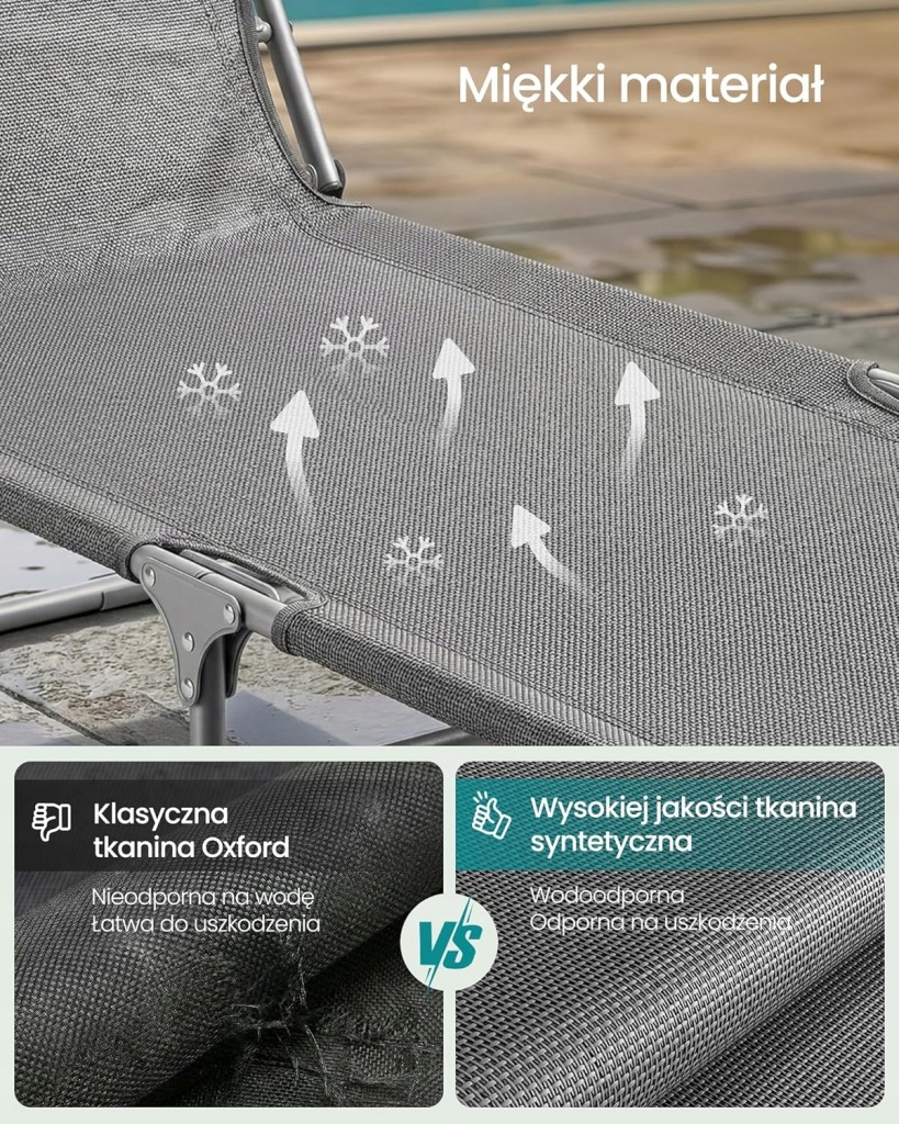 Leżak aluminium szary Songmics - obrazek 2