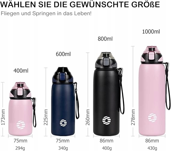 FJBOTTLE Sportowa Butelka Stalowa 600ml Magnetyczna Pokrywka Bidon - obrazek 3