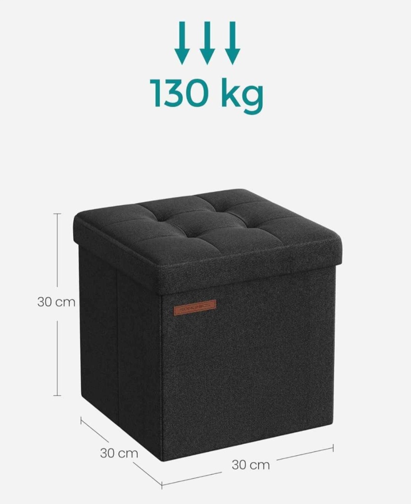 Pufa tapicerowana Songmics czarny - obrazek 2