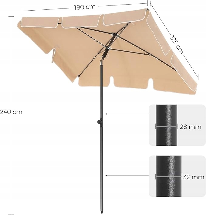 Parasol Songmics beżowy 200 x 240 cm - obrazek 6