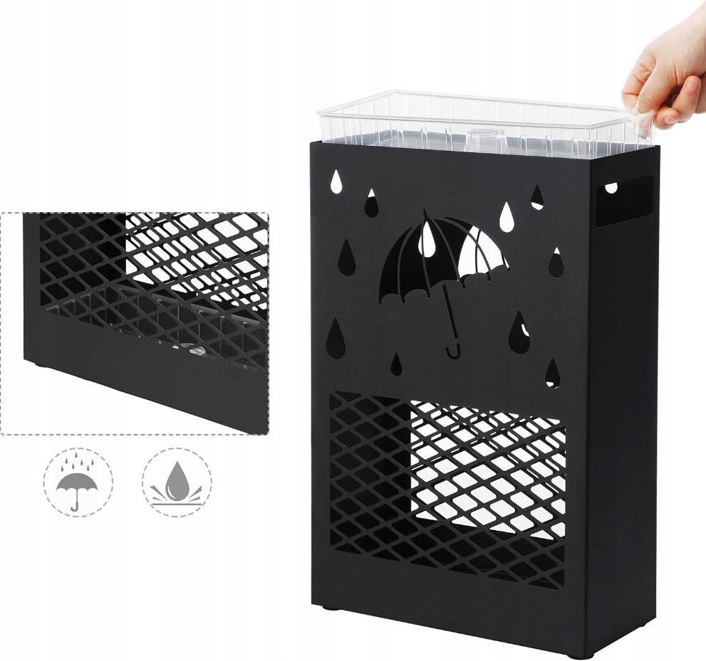 SONGMICS LUC004B01 Stojak na parasole metalowy kosz z ociekaczem haki LOFT - obrazek 6