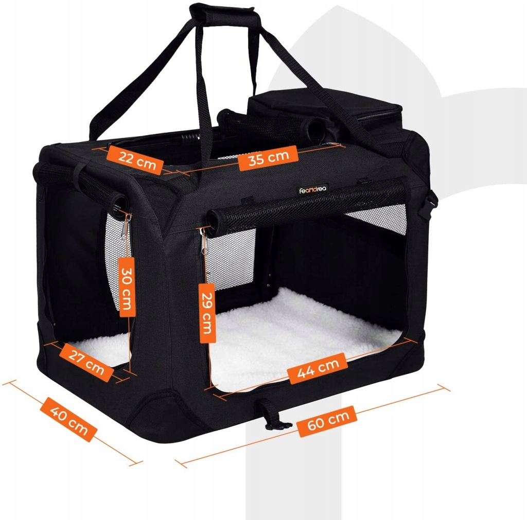 Transporter Feandrea 60 cm x 42 cm x 42 cm czarny - obrazek 10