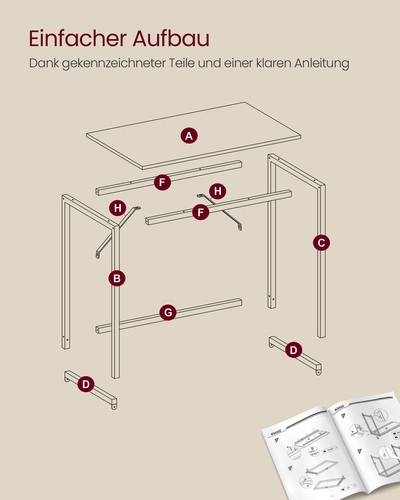 Biurko komputerowe stół Songmics 120 x 60 x 76 cm biały, jasne drewno - obrazek 2