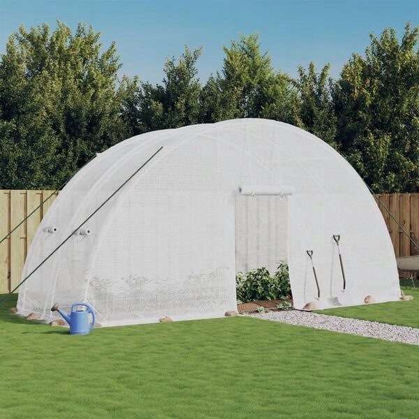 vidaXL Szklarnia ze stalową ramą, biała, vidaXL, 12 m², 6x2x2,85 m