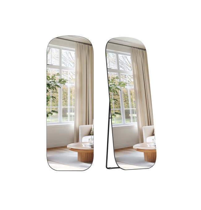 Toaletka Songmics czarny 50 x 160 x 37cm Duże Lustro Pełne Zaokrąglone