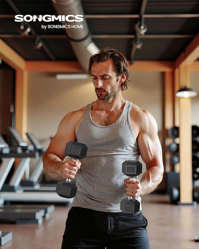 Hantle zestaw 2 sześciokątnych hantli do treningu, fitnessu - obrazek 4