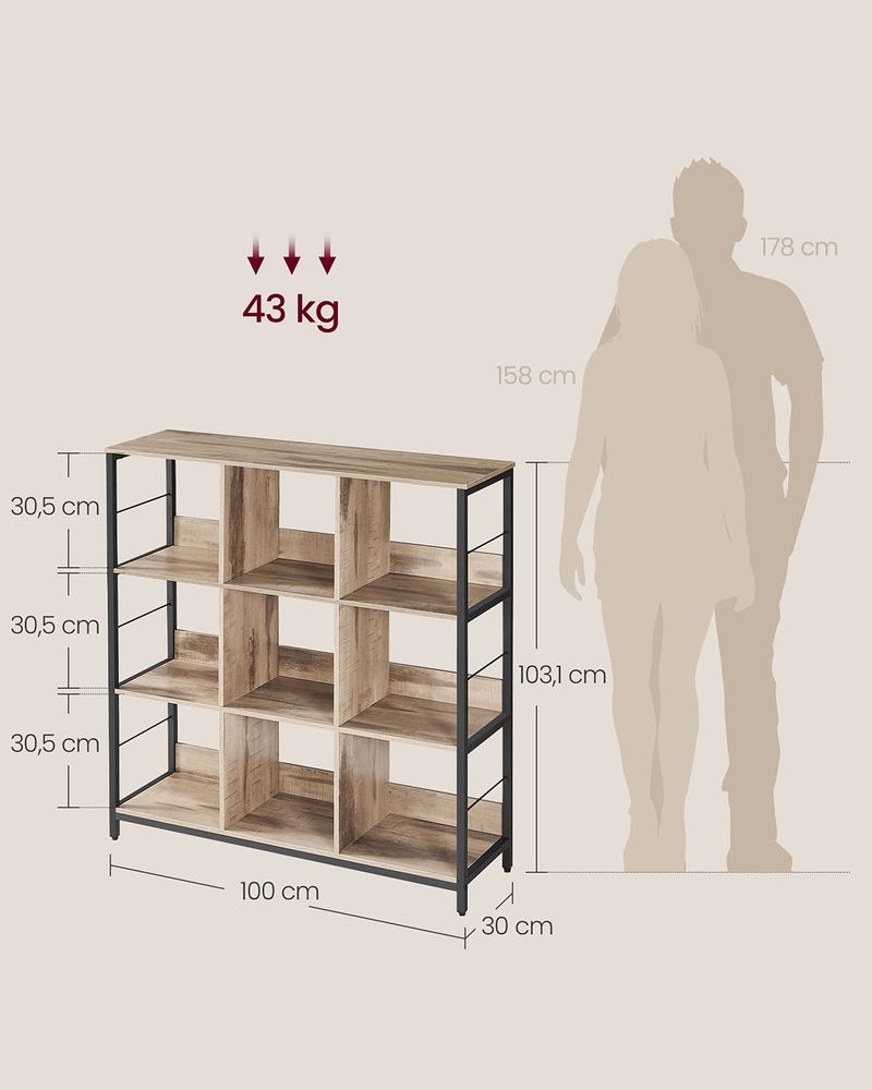 Regał Songmics 100 cm x 103,1 cm x 30 cm odcienie brązu - obrazek 4