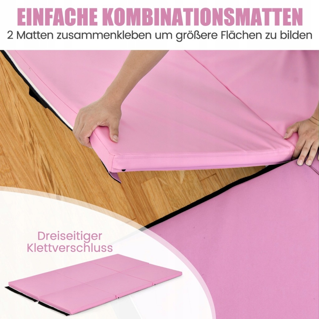 Mata gimnastyczna, fitness 180 x 60 x 5 cm różowa Costway - obrazek 4