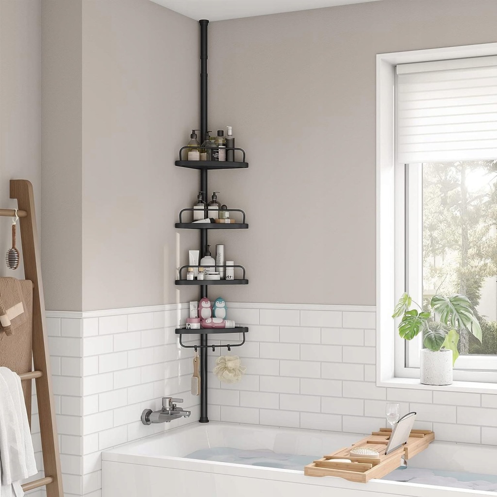 Półka łazienkowa Songmics czarna loft 4 poziomy naścienna - obrazek 4