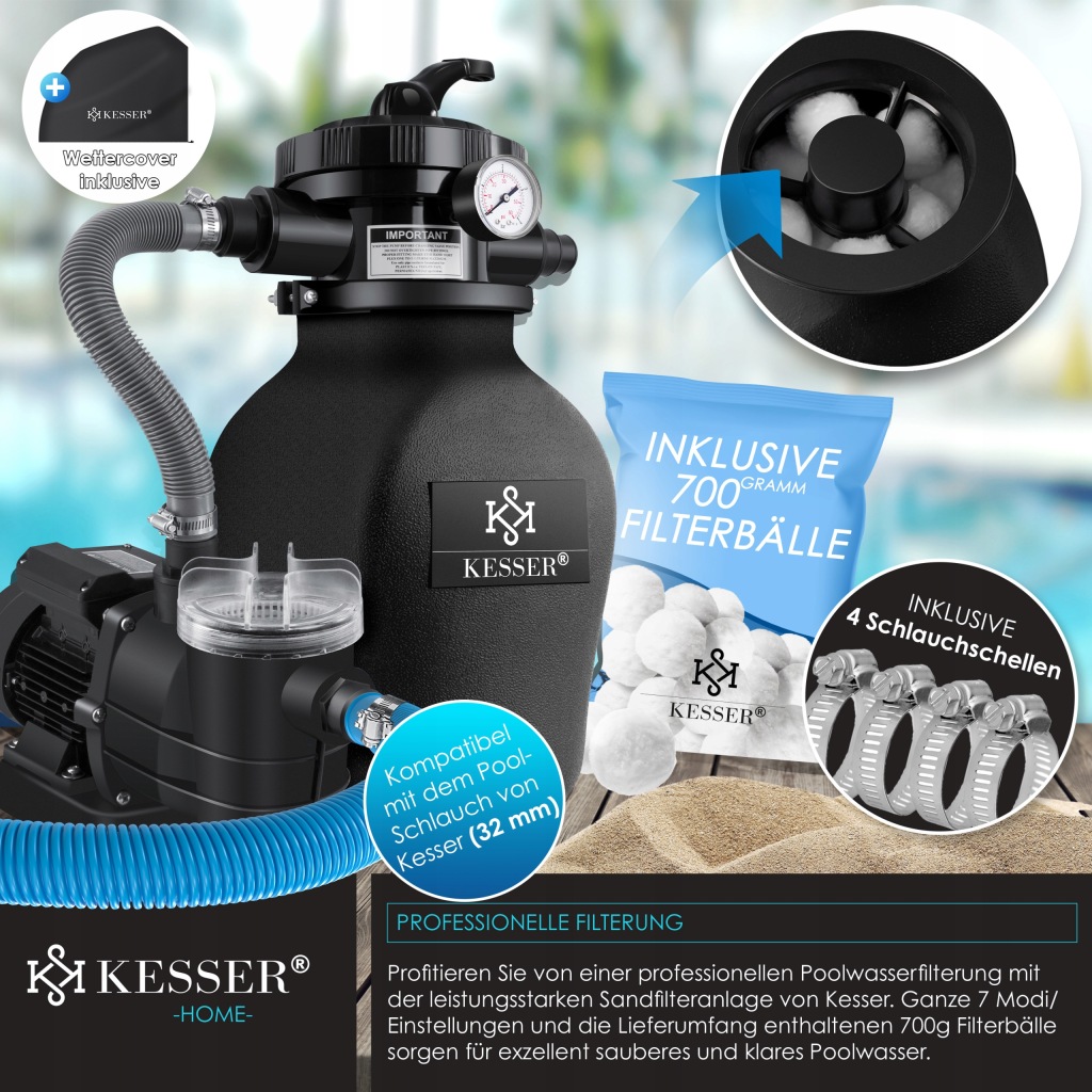 System filtrów piaskowych KESSER filtr piaskowy kule filtracyjne 700g black - obrazek 3