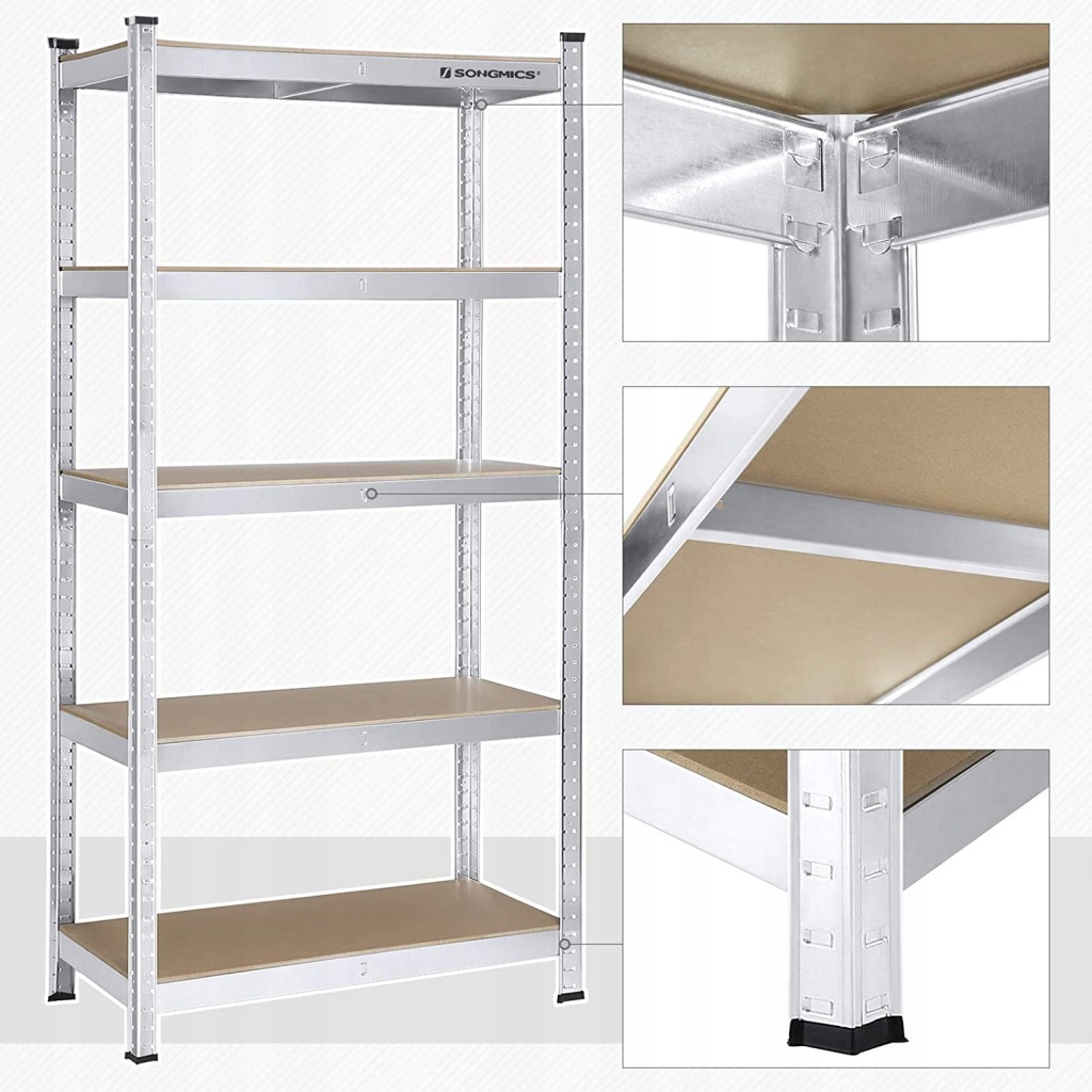 Regał magazynowy metalowy Songmics 180 x 90 x 40 cm max 175 kg na półkę - obrazek 5
