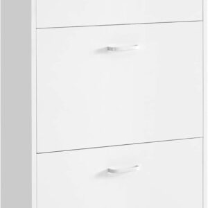 Songmics Szafka na buty z 3 drzwiami wąska 60 x 120 x 24 cm biały